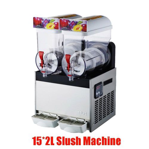 Commercial 2 Tank Frozen Drink Slush Slushy Making Machine Smoothie Maker 30L