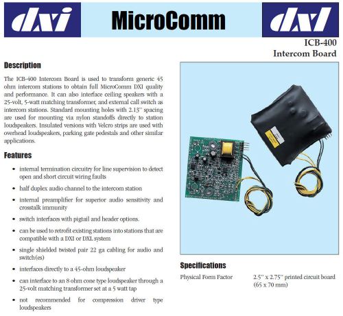 Harding instruments-icb-400 intercom station board-dxl digital intercom systems for sale