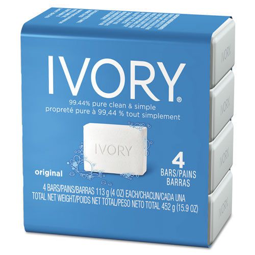 Ivory Bar Soap, Original Scent, 4 oz, 4/Pack, 18 Packs/Carton