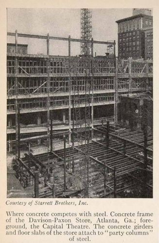 1928 print davison-paxon store atlanta construction - original historic sky for sale