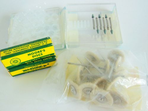 Dental Dura-Green Stones, Moore&#039;s Discs Fine, Dixcel Soft Wheel Brushes Lot