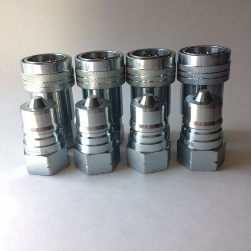 4 sets - 1&#034; npt, iso 7241-1-a  hydraulic quick disconnect coupling ,  steel for sale