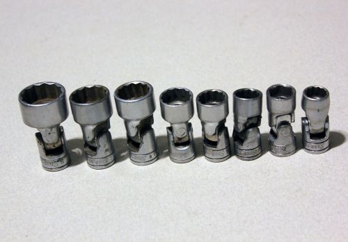 Lot of 8 Snap On 3/8&#034; Drive Swivel Sockets FU16A FU18A FU20A FU22A FU24A FU28A