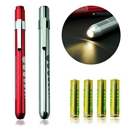 Zitrades Medical Reusable LED Penlight with Pupil Gauge Warm White 2PCS