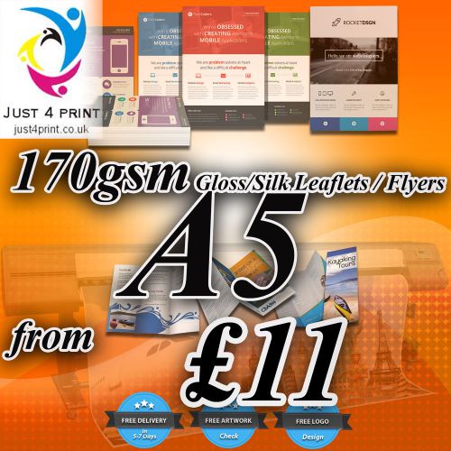 Flyers / leaflets printed on 170gsm silk  - a5 leaflets printing, free delivery for sale