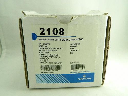 Emerson 2108 9 watt 115v 1550 rpm shaded pole motor cast iron 8ts2 for sale