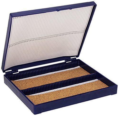 Globe Scientific 513079B ABS Plastic Cork Lined Slide Storage Box for 100 Blue