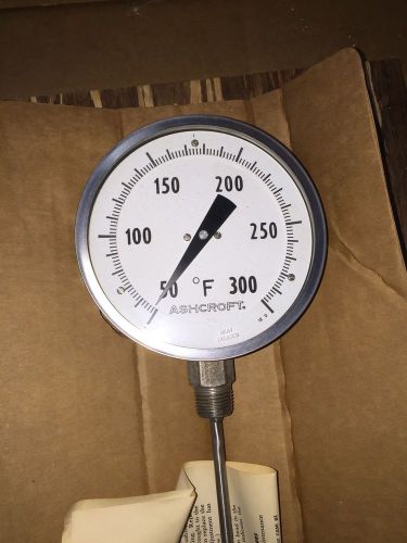 Ashcroft bi-metal 5&#034; dial thermometer 50-ei60e 12&#034;stem 50/300 range *nsifb for sale