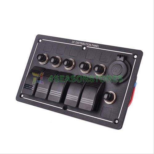 5 gang car boat switch panel w/ led indicators rocker auto fuses ip68 waterproof for sale