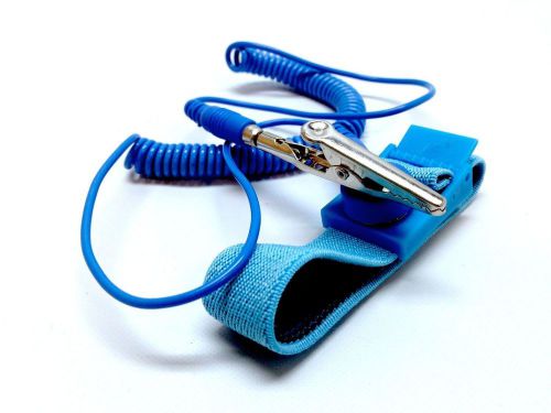 New anti static antistatic esd adjustable wrist strap band blue + 4ft cord for sale