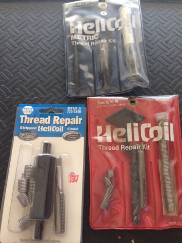 Helicoil thread repair kit - 3 kits - 2 metric, 1 standard for sale