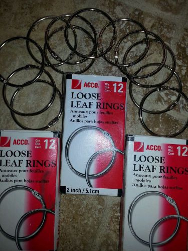 36 count (3) boxes of 2&#034; loose leaf rings. New in box