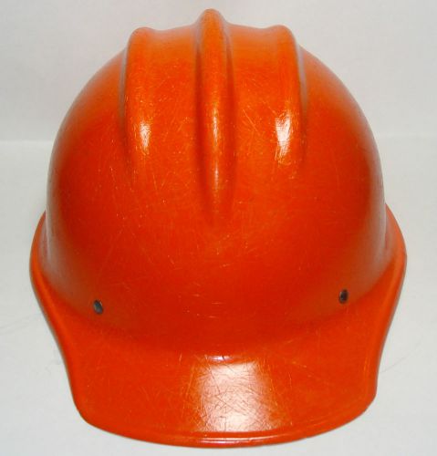 VINTAGE ORANGE BULLARD 502 FIBERGLASS HARD HAT IRONWORKER