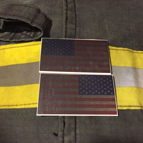 Reflective subdued american flags rwb mirrored 3&#034;- firefighter helmet sticker for sale