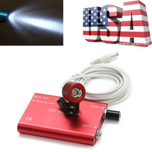 Portable LED Head Light Lamp for Dental Surgical Binocular Loupes *USA SHIP* RED