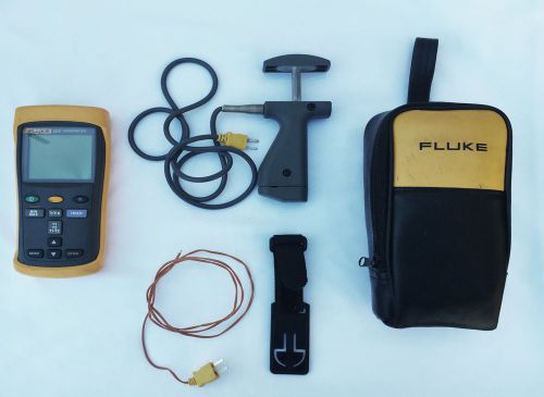 Fluke 52 ii dual input digital thermometer accessories &amp; case very good cond for sale