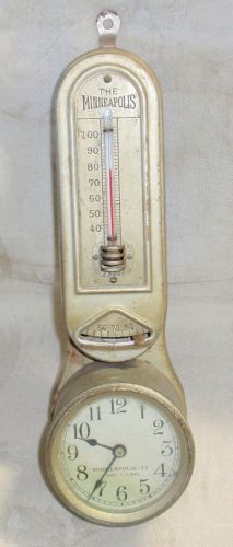 VINTAGE MINNEAPOLIS THERMOSTAT HEAT REGULATOR CLOCK--8 DAY 7 JEWEL--MODEL 77--!