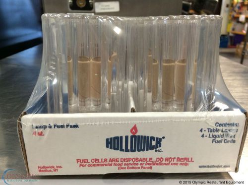 Hollowick #1502c-4 4 clear vertical rod cylinder lamps w/fuel cells 4 pack for sale