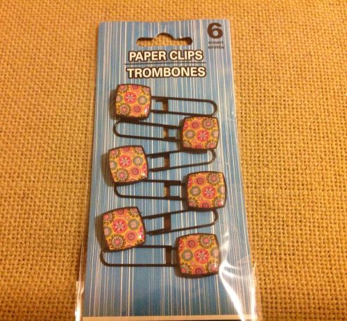 LOT#P NEW 6 PRETTY DESIGNED BIG PAPER CLIPS HOME OFFICE SCRAPBOOK CARDMAKER WORK