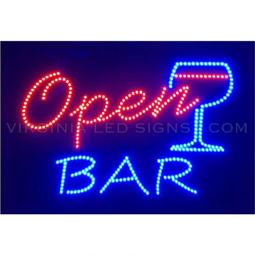 Bar open wine glass led sign neon looking 20&#034;x14&#034; high quality very bright for sale