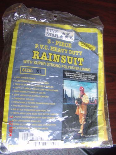 FiveStar 3-Piece PVC Heavy Duty RainSuit W/Super Strong Polyester Lining XL New