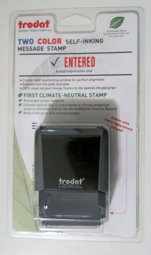 Trodat 4912 Self-inking Stock Stamp 2 Color - Entered - Red Blue Ink