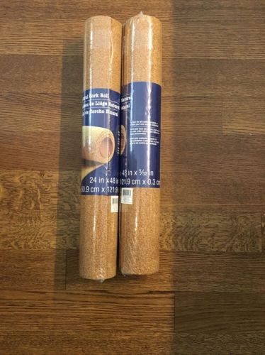 (2) Art Minds Bulletin Board Cork Roll, 24&#034; x 48&#034; Roll Size, Natural Brown