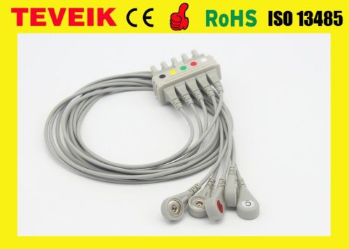 HP M1625A Compatible 5 leads ECG Leadwire, Snap, AHA