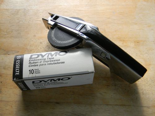 DYMO LABEL MAKER 1550 CHROME BLACK 10 ROLLS 1/2&#034; X 16&#039; ALUMINUM TAPE NO ADHES.