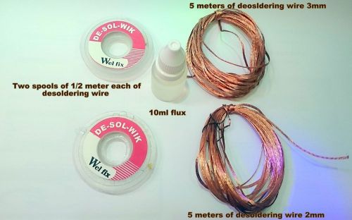 10 meters Desoldering Braid Solder Remover Wick + 2 spools + desoldering flux