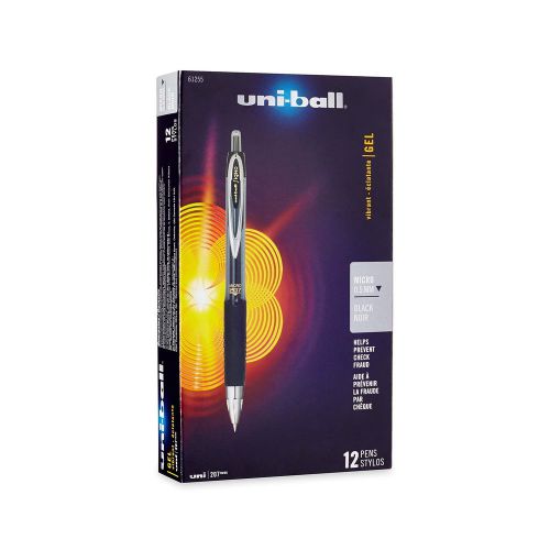 uni-ball Signo 207 Retractable Gel Pens Micro Point Black Ink 12-Pack (61255)