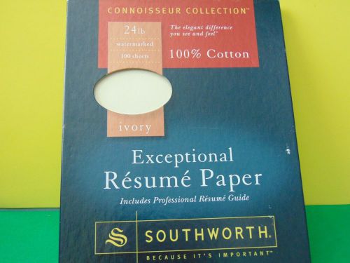 100 Southworth Connoisseur 24lb Watermarked Ivory Resume Paper New in box
