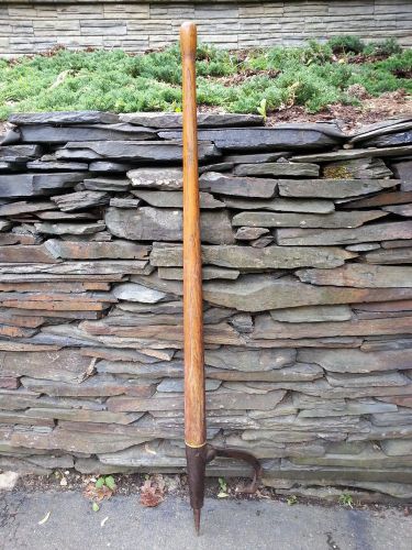 ANTIQUE Cant Hook 59&#034; Log Roller Peavey Lumber Jack Mill Signed OSHKOSH LEACH