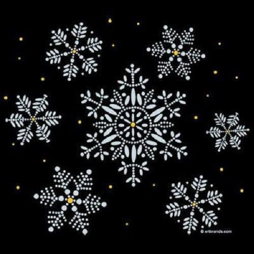 Glitter Snowflake HEAT PRESS TRANSFER for T Shirt Tote Sweatshirt Fabric 123a