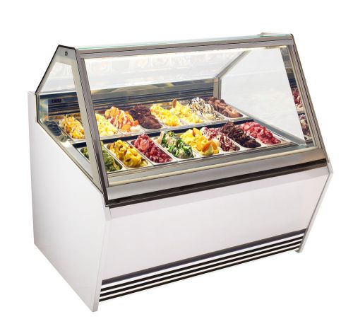 Gelato ice cream display case 18 pan with casters 115volts for sale