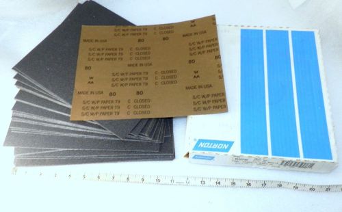 Tuf bak durite sand paper 9&#034; x 11&#034; 80 gritnorton 01170 50 pcs t461 new usa (x2 for sale