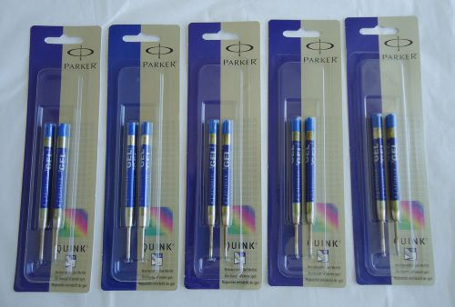 10x PARKER QUINK Gel Refills BLUE Ink Medium Point BRAND NEW SEALED!