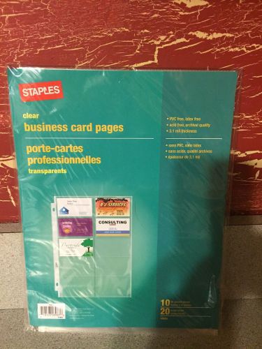 2 packages of Staples Clear Business Card Pages - 10 pack - Brand New