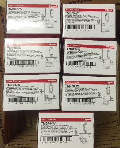 Lot Of (70)Pass &amp; Seymour TM870-W 15A 125V. Decora single pole Switches white