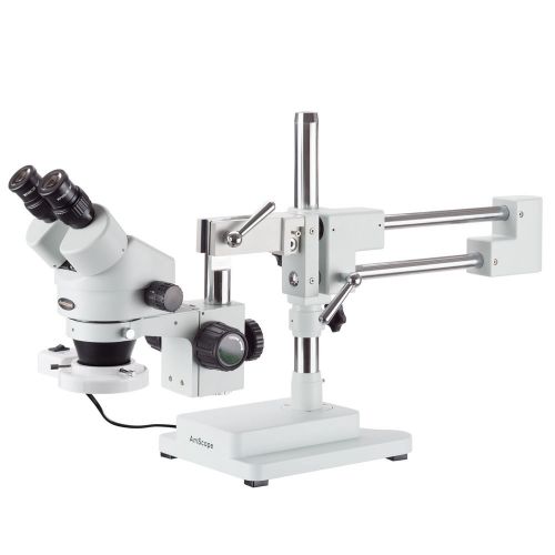 AmScope SM-4BZ-FRL 3.5X-90X  Binocular Stereo Boom Microscope + Ring Light