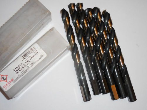 6 NEW C18028 CLE-LINE 1/2&#034;  HD JOBBER DRILL , BLACK &amp; GOLD FINISH  135 DEG POINT