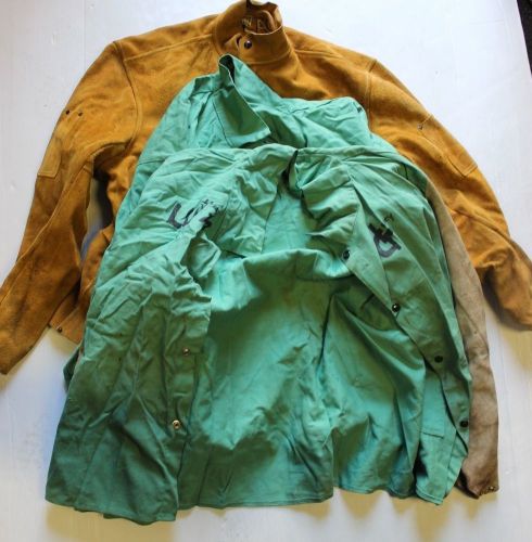 2-Welding Jacket 4X Green Flame Resistent &amp; 100% Leather Work Jacket
