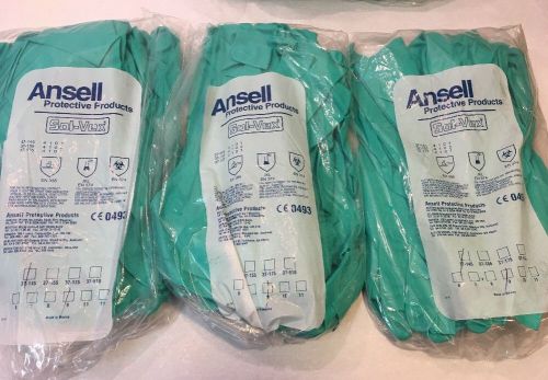 New ansell sol-vex 37-145 11 mil nitrile gloves size 9, 36 pairs for sale