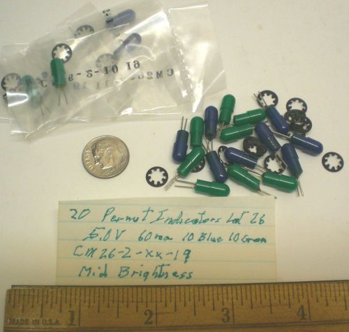 20 Peanut Ultra Miniature Indicator Lights 5V, Chicago Mini. Lot 26, Made in USA