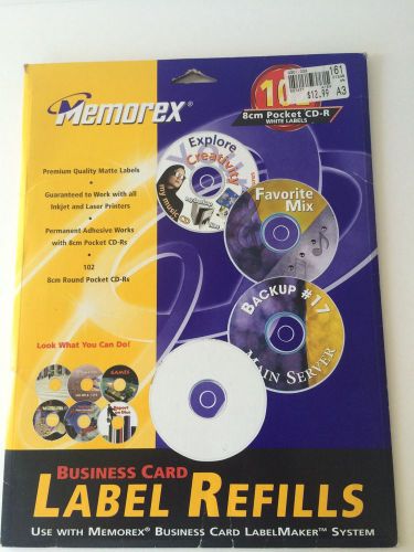 Memorex 288 8cm Round Pocket CD-R White Business Card Label Refills inkjet laser