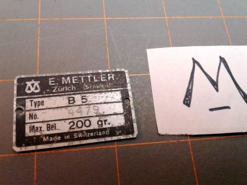 Vtg name plate tag for gram-atic balance scale aluminum for sale