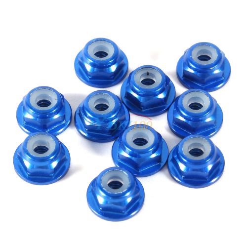 10Pcs Royal Blue M4 Nylon Insert Self-Lock Aluminum Nuts Hex Lock Nut Anodized