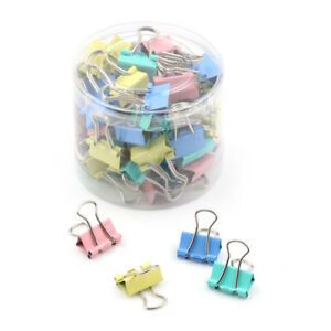 60Pcs 15mm Colorful Metal Binder Clips File Paper Clip Holder Office Supplies IH