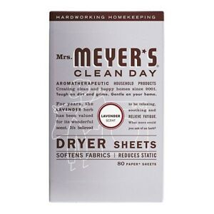 Mrs. Meyers Clean Day Dryer Sheets, Softens Fabric, Reduces Static, Cruelty Free