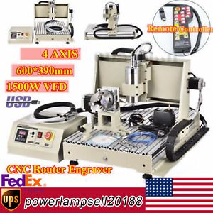 USB 4 Axis 6040-1500w 1.5KW VFD CNC Router Engraving Milling Machine +Remote